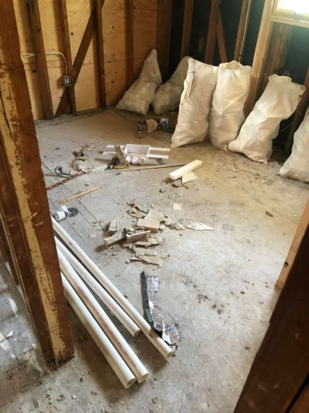 Picture of some construction material that has been left on the construction site of a residential home in Long Island. 